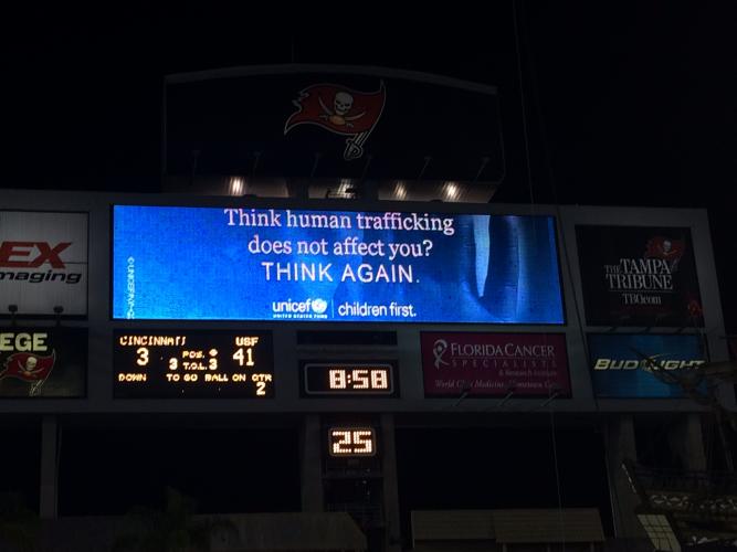 Part of the Public Service Announcement on Human Trafficking that played at USF&#039;s Football game vs. Cincinnati 