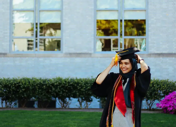 UNICEF UNITER Bouchra Benghomari at her graduation from Northeastern University in May 2021. UNICEF UNITER Bouchra Benghomari at her graduation from Northeastern University in May 2021.