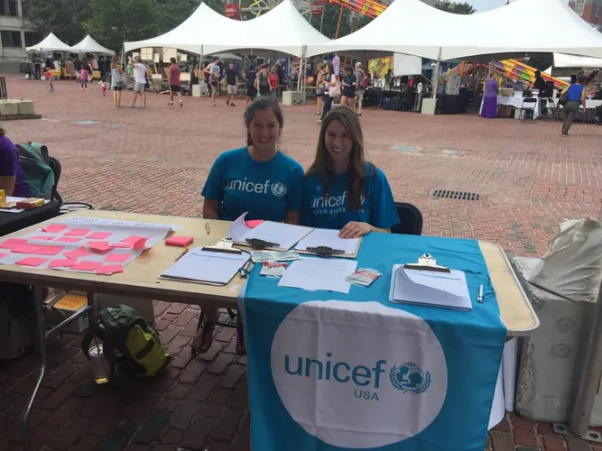 Boston CAT Member, Jamie Gadowski, and Boston Community Engagement Fellow, Jessica Morris, table at GreenFest.