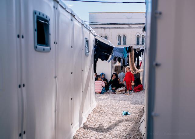Children playing at a refugee camp in Greece.