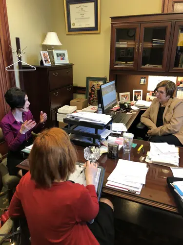 Advocates meeting with elected officials and their staff