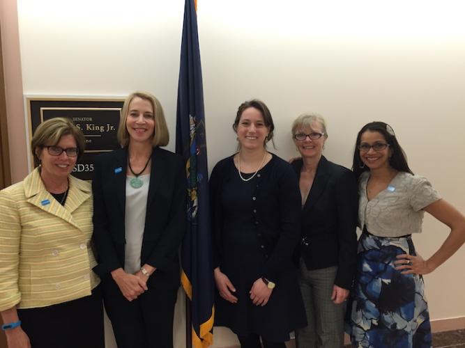 From left: UNICEF USA New England Regional Board members Sharon Malt and Susan Littlefield, Aide to Senator King, New England Regional Board members Willow Shire and Gitika Marathay Desai.