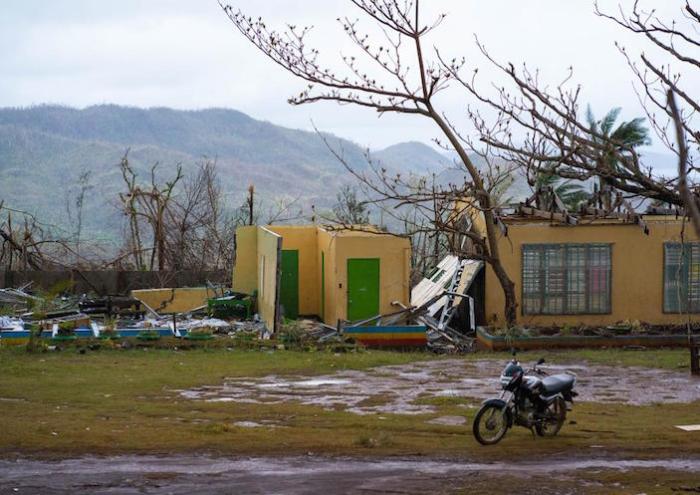Evacuees were trapped inside this school building, which eventually collapsed, when Super Typhoon Rai battered the Philippines on December 16, 2021.