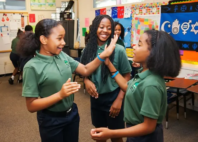 UNICEF Kid Power enables student activists to provide humanitarian relief that fights childhood malnutrition. Destiny, Ja'Nay and Tatyanna, middle schoolers at Academy Prep Center of St. Petersburg, Florida.