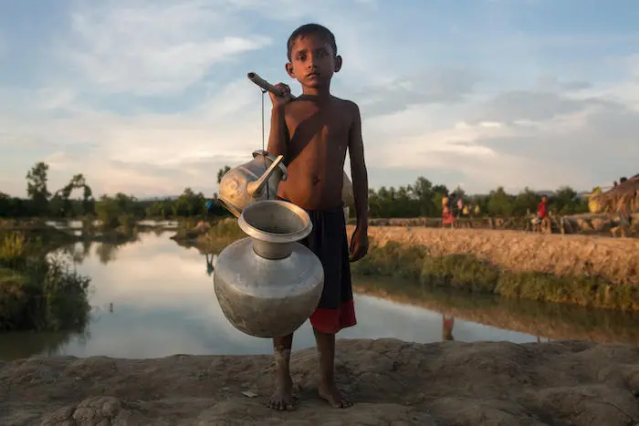 Mohammed, 10, is one of hundreds of thousands of Rohingya refugees living in a camp in Cox's Bazar, Bangladesh, where UNICEF works with partners to ensure access to safe water amid challenging conditions. 
