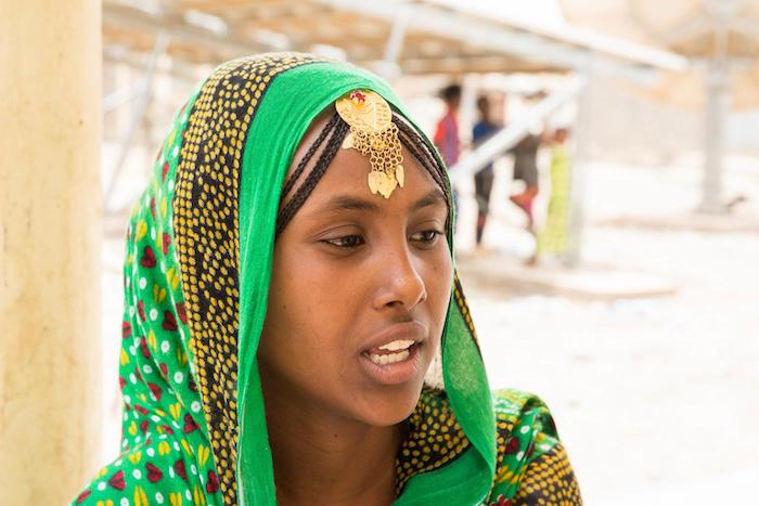Buruale, 13, from Erubti Woredo in Ethiopia's Afar Regional State, visits households in her neighborhood to teach her community about the side effects of female genital mutilation. 