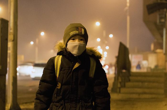 A young boy in Ulaanbaatar, Mongolia, where air pollution levels are dangerously high.