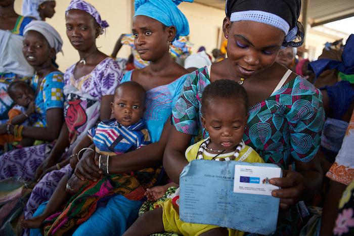 Mothers and infants who benefit from a UNICEF-supported cash transfer program in Gambia.