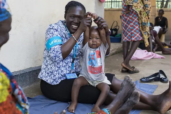 Meet Gift. He lives in South Sudan, where 60% of the war-torn nation’s people don’t know where their next meal is coming from. He was hospitalized for malnutrition for 10 days, but thanks to UNICEF, he made a full recovery. In 2018 donors helped UNICEF pr Meet Gift. He lives in South Sudan, where 60% of the war-torn nation’s people don’t know where their next meal is coming from. He was hospitalized for malnutrition for 10 days, but thanks to UNICEF, he made a full recovery. In 2018 donors helped UNICEF pr