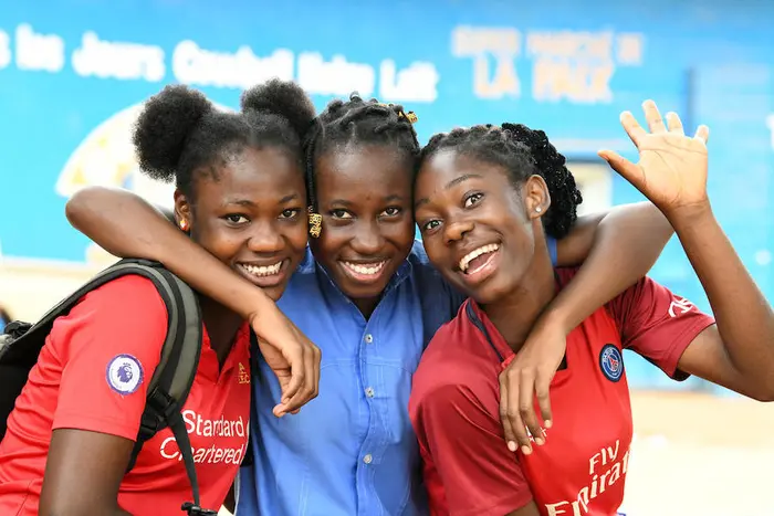 Teenage girls hang out in Dolisie, in the South of Congo, in February 2019.