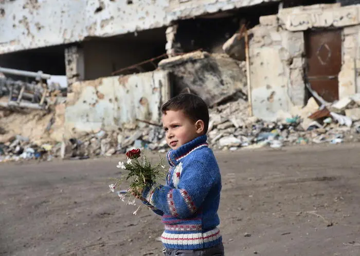 UNICEF supports mine risk education for children in schools in Aleppo, Syria. 