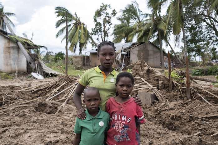 3 May 2019. Joana Inacio (13 years), Maisinha (8 years) Inaciao (6) lives in Macomia, an area hit hard by Cyclone Kenneth. Their house was destroyed by the cyclone, and their family are working hard to rebuild their home. Jonana said that after the cyclon