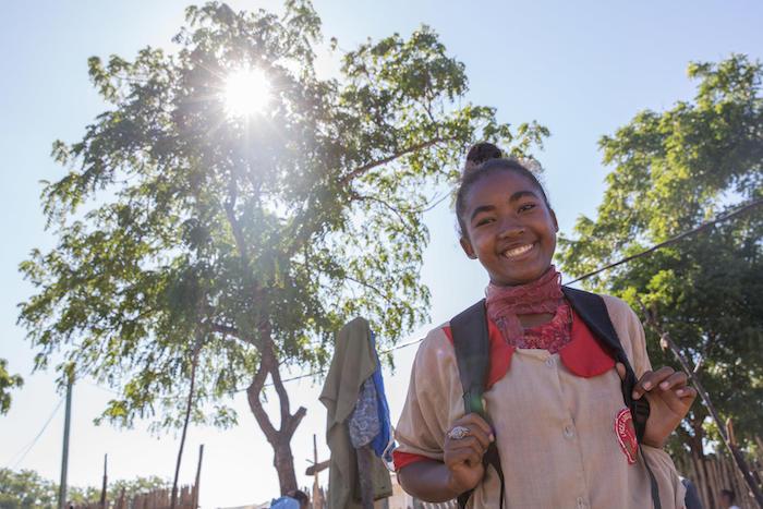Forced to drop out of school when she became pregnant at 15, Olivia, now 16, is back in school thanks to a UNICEF-supported life skills program in Amboasary, Madagascar. 