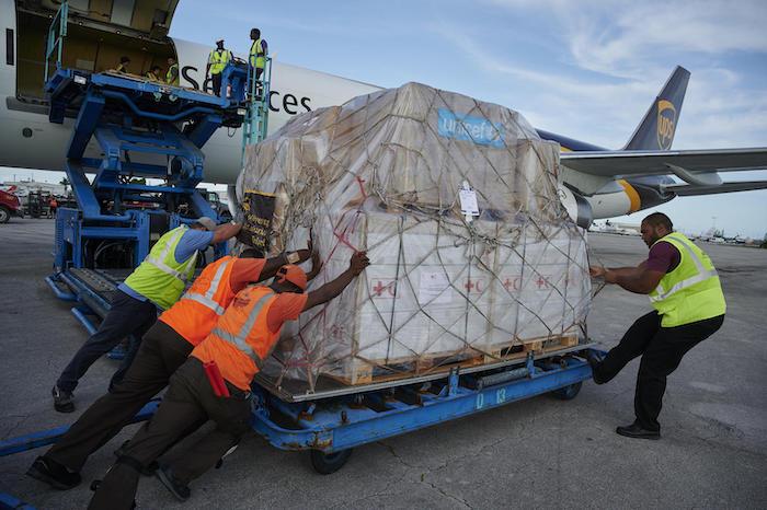 On September 7, 2019, less than a week after Hurricane Dorian hit Abaco and Grand Bahama islands, the first shipment of nearly 1.5 tons of lifesaving UNICEF emergency supplies arrive at Nassau International Airport. 