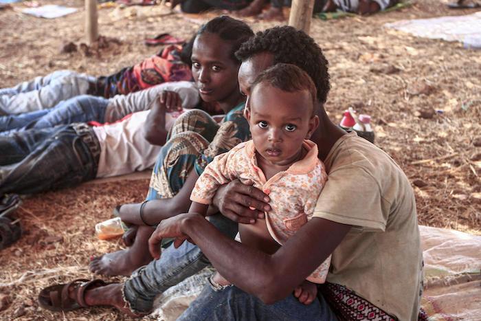 Refugees from Ethiopia's embattled Tigray region find shelter at the Um Raquba camp in Sudan's eastern Gedaref province.
