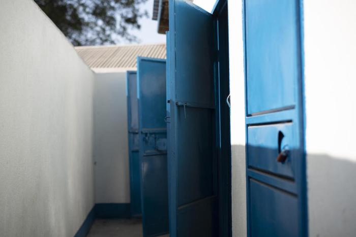 The UNICEF-rehabilitated school latrines at AIC Nursery and Primary School in Torit, South Sudan.