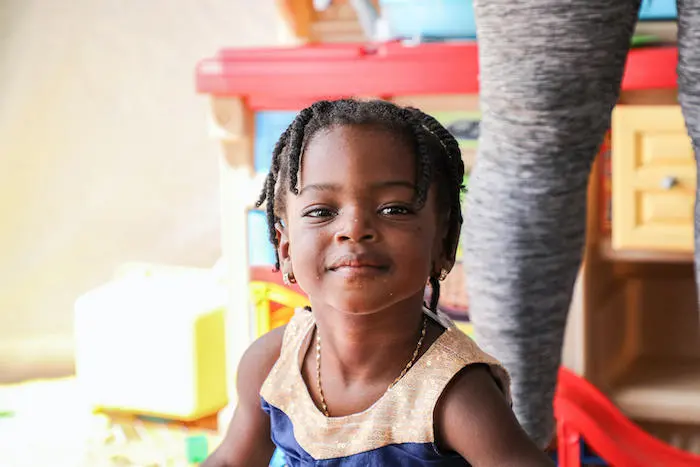 Maleyles, 3, plays at the UNICEF-supported Child-Friendly Space at the migrant reception station in San Vicente, Darien, Panama. 