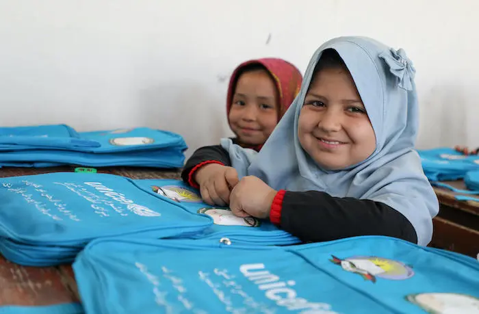 Students in Mazar, Afghanistan, received backpacks and other learning supplies from UNICEF after a U-Report poll showed classrooms were lacking. Students in Mazar, Afghanistan, received backpacks and other learning supplies from UNICEF after a U-Report poll showed classrooms were lacking.