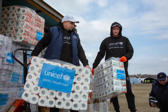 UNICEF delivered four tons of basic hygiene products to Moldova on Feb. 26, 2022. UNICEF delivered four tons of basic hygiene products to Moldova on Feb. 26, 2022.