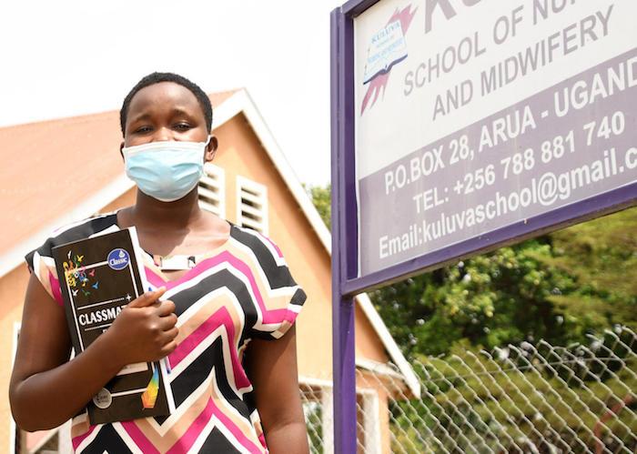 NIneteen-year-old Manuela Christine is enrolled in a two-year midwifery course at Kuluva Nursing and Midwifery School at Kuluva Hospital in Uganda's Arua District.