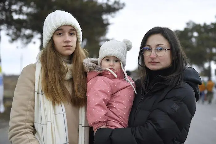 Sophia, left, with her sister Tania and Tania's daughter Mia, 2, fled Ukraine for Romania on Feb. 27. Sophia, left, with her sister Tania and Tania's daughter Mia, 2, fled Ukraine for Romania on Feb. 27.