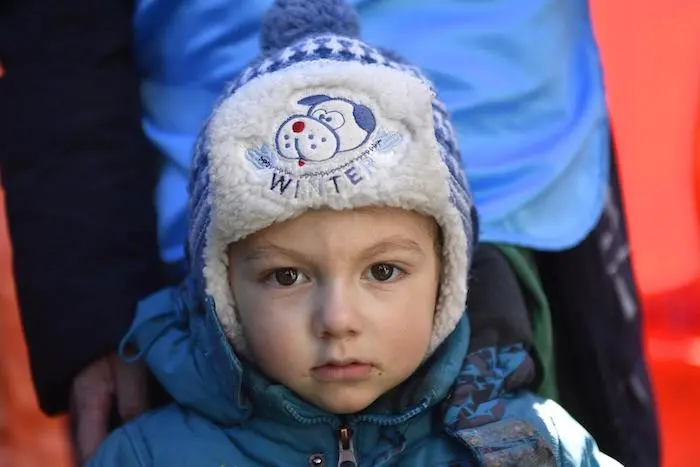 Matvee, 2, fled Kharkiv with his mother, crossing the border into Romania. Matvee, 2, fled Kharkiv with his mother, crossing the border into Romania.