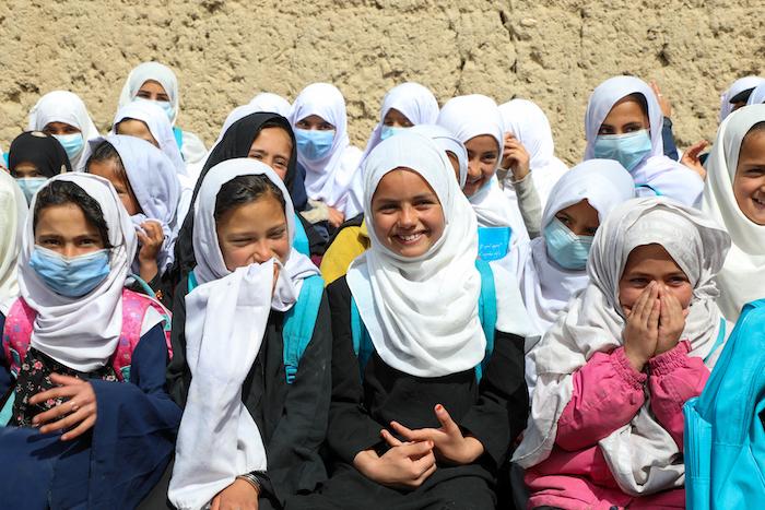 Girls attending a UNICEF-supported community-based school in Gulab Khail Village, Maidan Wardak Province, Afghanistan.