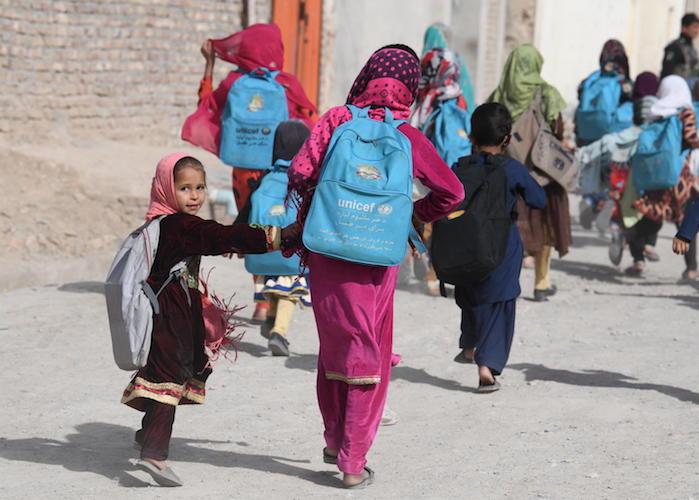Children going home after school in Kandahar, in the Southern region of Afghanistan.