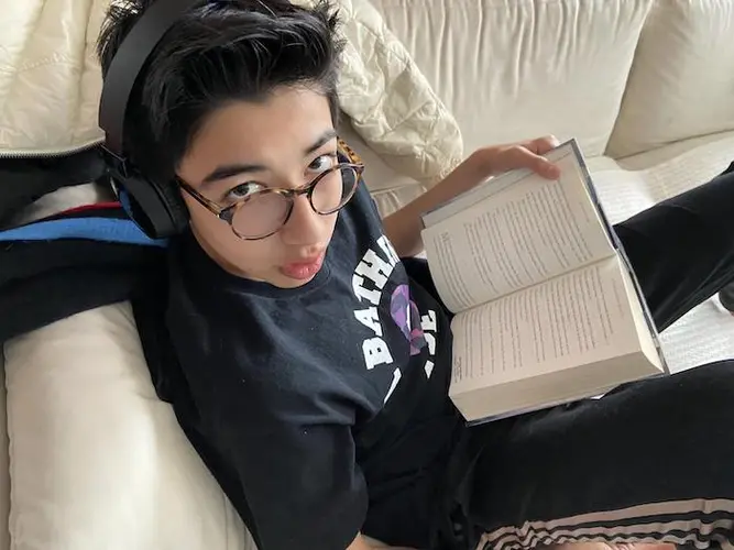 Jack, 14, remote learning in New York City, where schools closed in mid-March to prevent further spread of COVID-19.