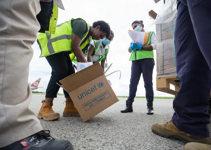 UNICEF delivered emergency supplies to help children and families affected by Tropical Cyclone Harold in Fiji in April 2020.