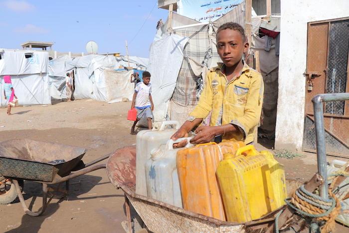 Mohammed, 13, has been living parents and siblings in the Ammar Bin Yasser camp for displaced families in Aden, Yemen, since 2018. 
