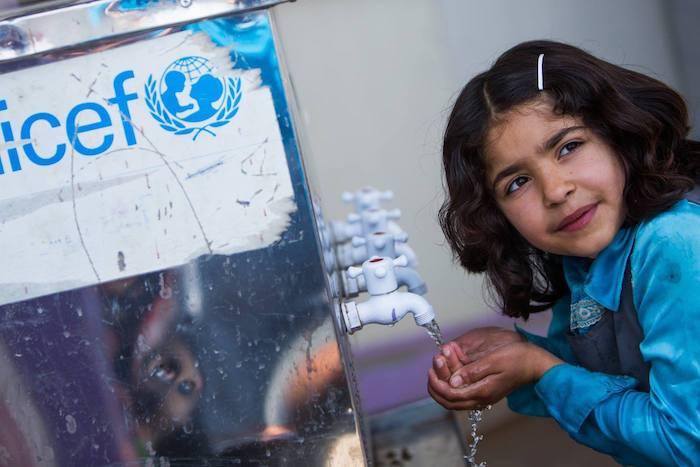 UNICEF has helped reconnect over 60 buildings to the public water system and installed 109 water tanks in damaged households. 