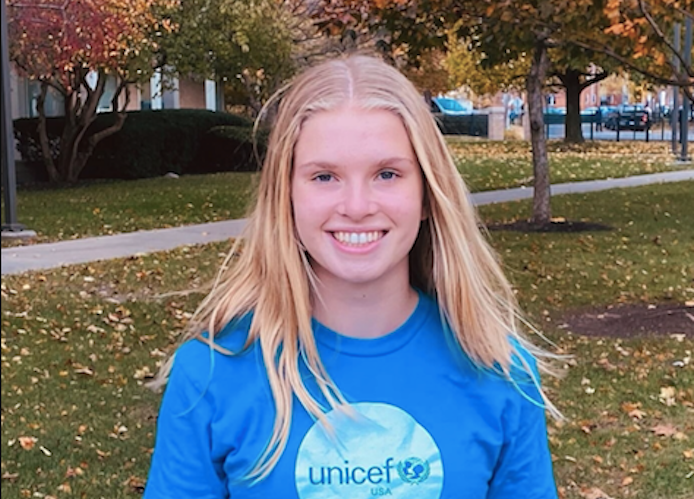 UNICEF UNITER Anna Stacy on her college campus at Case Western Reserve University in Cleveland, Ohio. 