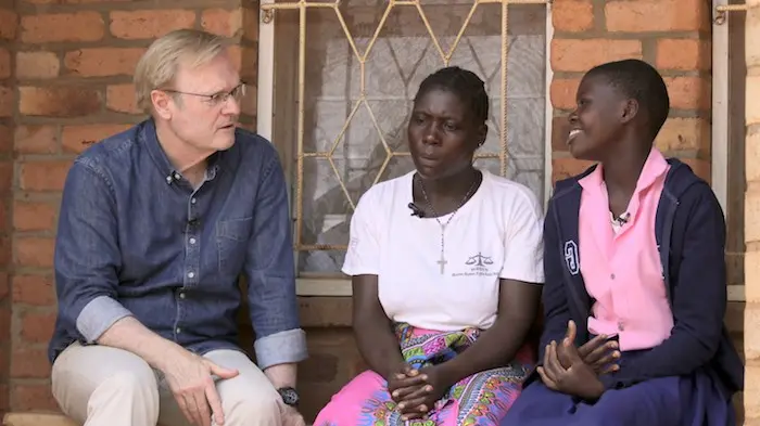 Maureen smiles as she speaks with Lawrence during a visit to Aldorata community school on 24 November 2016. Maureen is one of the beneficiaries on her gratitude after she was offered a UNICEF scholarship 