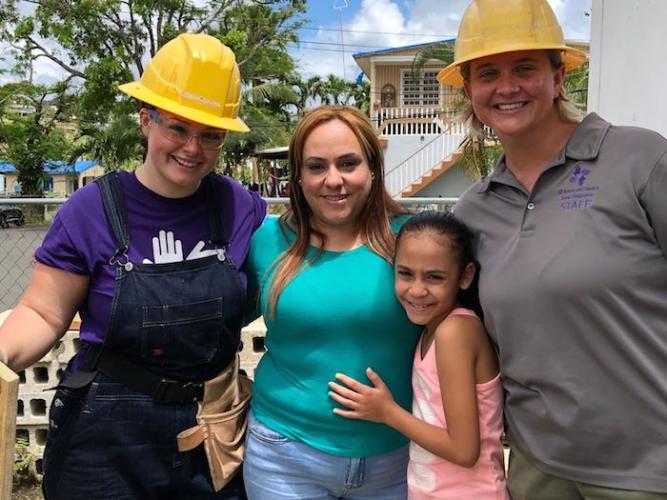 9-year-old Sofia and her mother were on site to see the volunteers' hard work come together. 