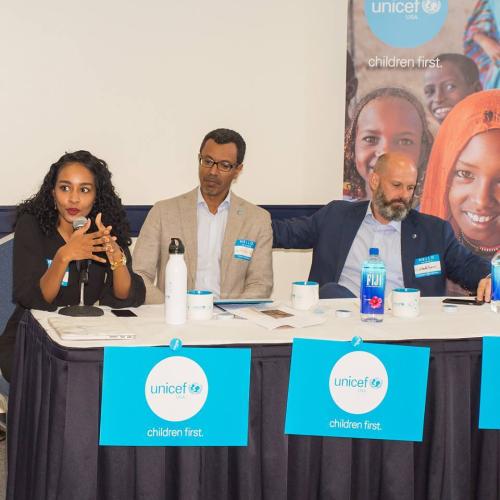 UNICEF USA Community Engagement Fellow Abir Ibrahim introduces UNICEF Sudan Representatives on Capitol Hill