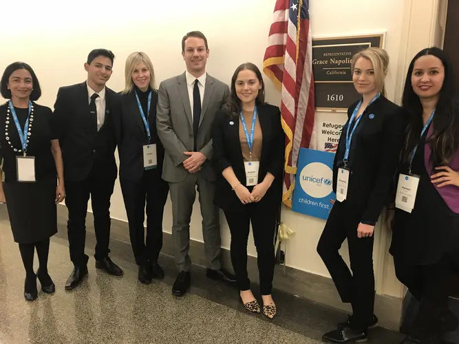 Kareen Sanchez (far right) at Rep. Grace Napolitano's Office on Advocacy Day