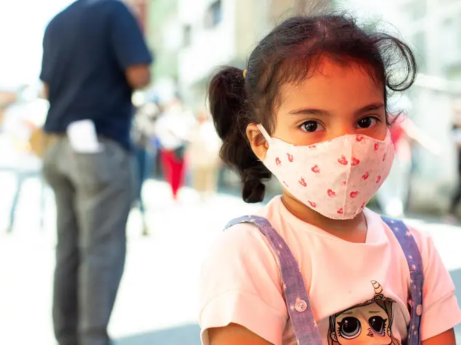 Mariangel, 5, was vaccinated against polio during a vaccination day supported by UNICEF in Catia community located in Caracas, Venezuela on September 9, 2020.