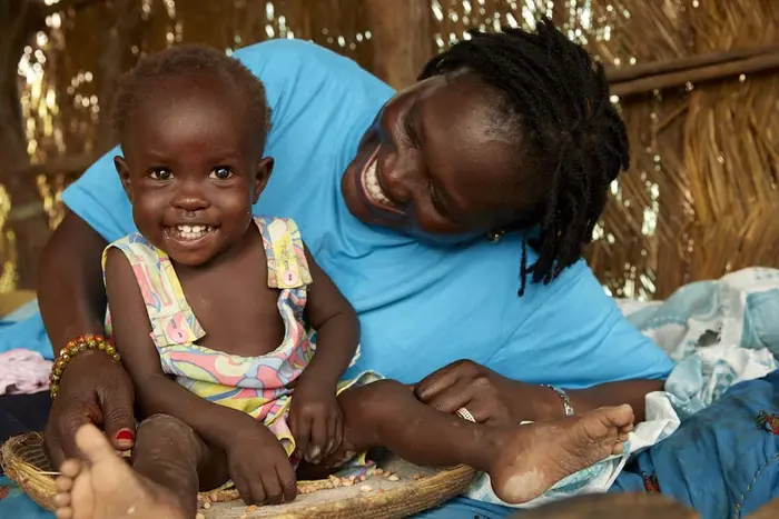 Woman and Child Smiling