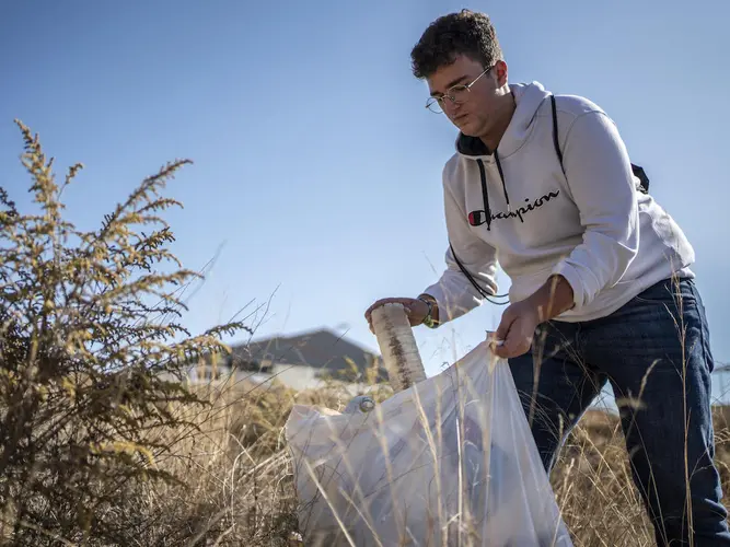 In Spain, 17-year-old environmental activist Juan cleans up the fields around his hometown, Almer&iacute;a. 