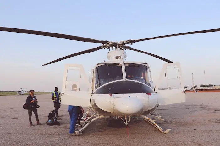 UNICEF transports midwives by helicopter into remote locations in northeast Nigeria as part of its effort to improve maternal and newborn health.