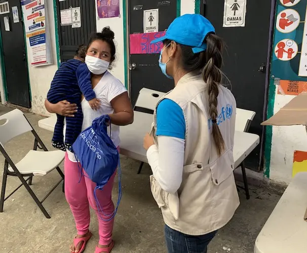 UNICEF distributes hygiene kits to families in need to help protect against the spread of COVID-19.