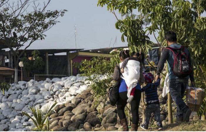 A migrant family from Central America en route to the U.S.