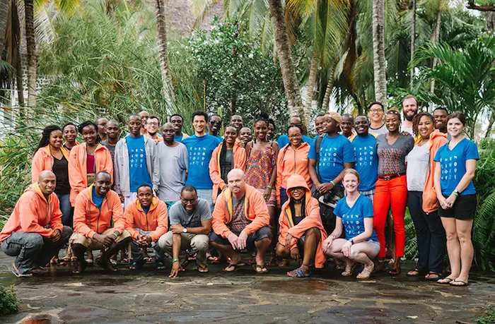 The Ona team, developers of the True Cover system for mapping communities with satellite imagery to improve immunization coverage, at a company retreat in Kenya.