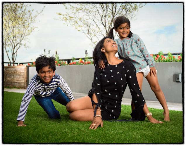 UNICEF US New York board member Purvi Padia with her children Rehan (left) and Reven in 2018.