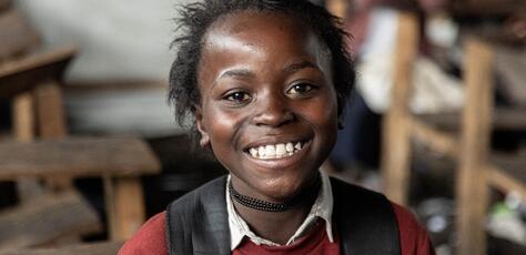 Nabintu, 12, attends class at Lwashi Primary School in Lushagala, North Kivu, DR Congo, on Jan. 19, 2024.