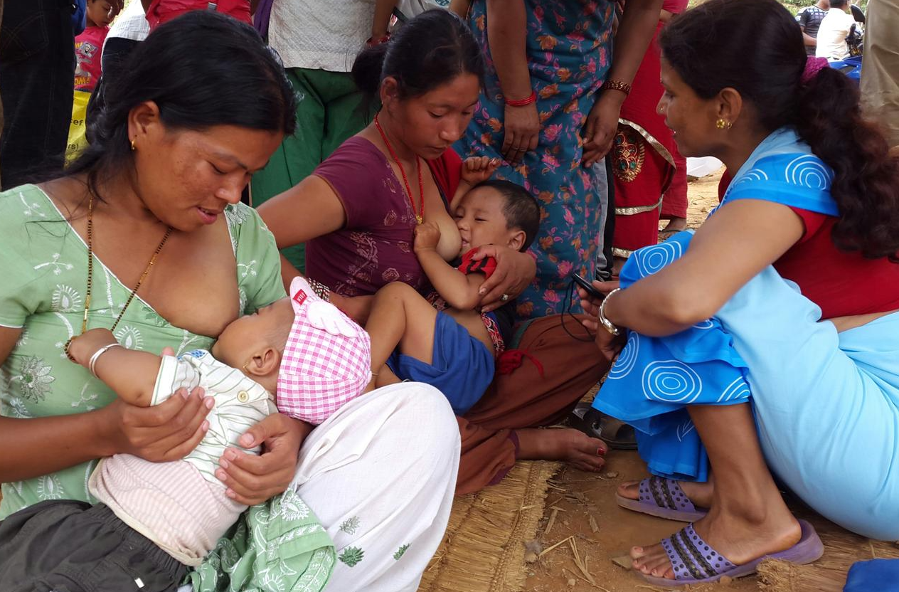 In her blue and white sari uniform, UNICEF-trained Female Health Community Volunteer Parbati continues to provide free primary health care, breast-feeding, nutrition and hygiene advice to members of her community in Nuwakot District, Nepal.